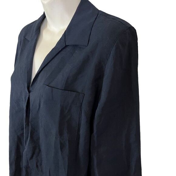 J Jill Womens Navy Blue V-Neck Collared Roll Tab Long Sleeve Tunic Top sz M - Picture 8 of 16